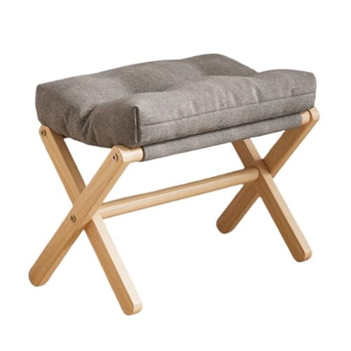 SAGELSHN Fußhocker Fußbank Faltbarer Fußhocker Aus Holz Mit Weicher Kissenstruktur In X-Form Fußablage für Wohnzimmer(Gray) von SAGELSHN