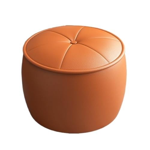 SAGELSHN Fußhocker Fußbank Fußhocker Leder Runder Hocker Vielseitig Bequem for Zuhause Fußablage für Wohnzimmer(Orange) von SAGELSHN