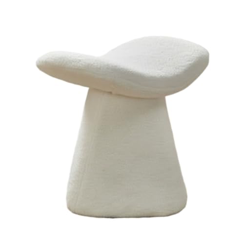 SAGELSHN Fußhocker Fußbank Fußhocker Mit Gepolstertem Sitz, Teddy-Samt, Geschwungener Ankleidestuhl Fußablage für Wohnzimmer(White) von SAGELSHN