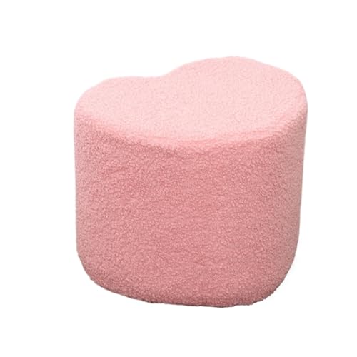 SAGELSHN Fußhocker Fußbank Herzförmiger Fußhocker, Leicht, Kunstlammwolle, Modernes Dekor Fußablage für Wohnzimmer(Pink) von SAGELSHN