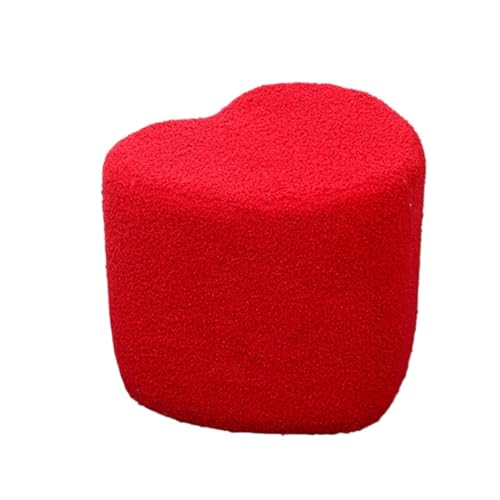 SAGELSHN Fußhocker Fußbank Herzförmiger Fußhocker, Leicht, Kunstlammwolle, Modernes Dekor Fußablage für Wohnzimmer(Rood) von SAGELSHN