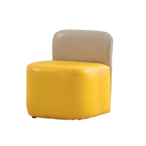 SAGELSHN Fußhocker Fußbank Moderner Fußhocker Mit Rückenlehne, Gepolsterte Fußstütze Aus Kunstleder Fußablage für Wohnzimmer(Yellow) von SAGELSHN
