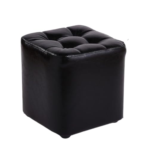 SAGELSHN Fußhocker Fußbank Moderner Quadratischer Fußhocker Aus Leder for Den Eingangsbereich des Wohnzimmers Fußablage für Wohnzimmer(Black) von SAGELSHN