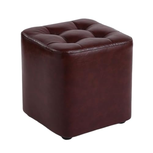 SAGELSHN Fußhocker Fußbank Moderner Quadratischer Fußhocker Aus Leder for Den Eingangsbereich des Wohnzimmers Fußablage für Wohnzimmer(Brown) von SAGELSHN