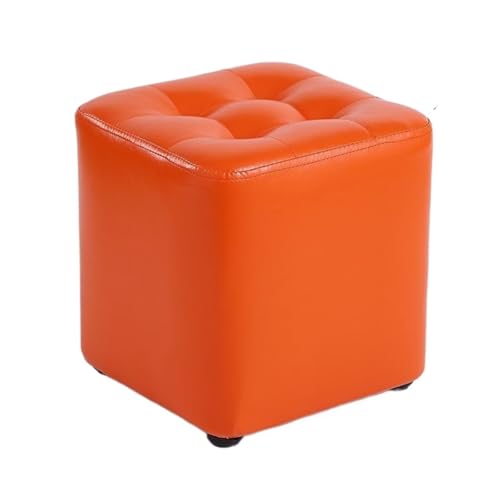 SAGELSHN Fußhocker Fußbank Moderner Quadratischer Fußhocker Aus Leder for Den Eingangsbereich des Wohnzimmers Fußablage für Wohnzimmer(Orange) von SAGELSHN