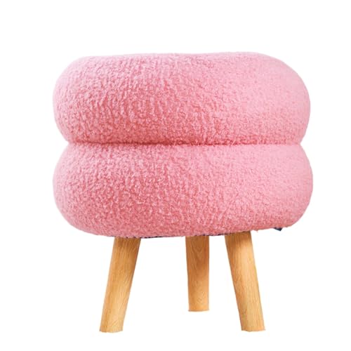 SAGELSHN Fußhocker Fußbank Weicher, Runder Fußhocker Aus Plüsch, Doppellagig, Gemütlich, Niedlich, Modern Fußablage für Wohnzimmer(Pink) von SAGELSHN