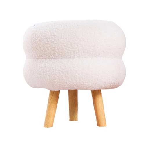 SAGELSHN Fußhocker Fußbank Weicher, Runder Fußhocker Aus Plüsch, Doppellagig, Gemütlich, Niedlich, Modern Fußablage für Wohnzimmer(White) von SAGELSHN