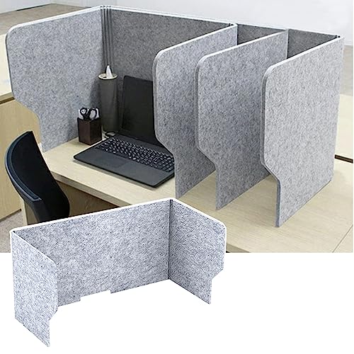 Schreibtischteiler Akustik Trennwand, Wand Für Schreibtisch Filz Grau, Tischtrennwand Aus Filz 60/80/100cm, Dreiseitige Ausführung, Optimiert Die Raumakustik, Faltbar Leicht Zu Tragen von SAGIDAR