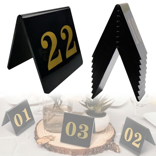 Tischplatte Schild Nummer Zeichen Für Bankette Restaurants Hotels Partys, Acryl Tischnummern Zelte Stabile Platzierung, Robust Praktisch Stapelbare Tischkarten, Nimmt Keinen Platz Weg(1-100) von SAGIDAR