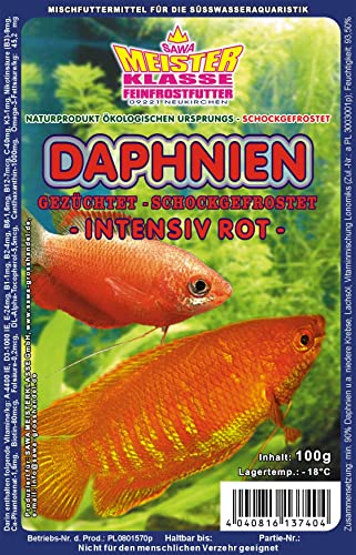 Fischfutter Frostfutter 100g Blister viele Sorten freie Auswahl für alle Zierfische und Marine Fische (MW) (Daphnien intensiv rot 100g Blister) von SAHAWA