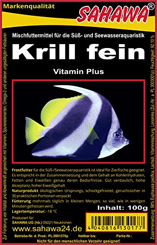 Fischfutter Frostfutter 100g Blister viele Sorten freie Auswahl für alle Zierfische und Marine Fische (MW) (Krill fein 100g Blister (MW)) von SAHAWA