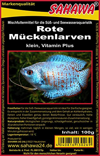 SAHAWA® Rote Mückenlarven gezüchtet Frostfutter 5X 100g Blister verpackt mit Trockeneis -78°C, Aquarium, Aquaristik, Fischfutter, Frostfutter von SAHAWA