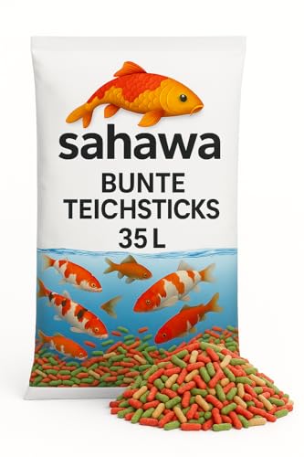 Teichfutter Teichsticks 3- Fach Mix Sahawa Nettogewicht : 3,0 kg (ca. 35,0 Liter) Beutel Fischfutter schwimmendes Teichfutter Koifutter Goldfischfutter von SAHAWA