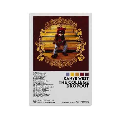 SAHEAWEBWBAE The College Dropout-Poster, ästhetische Wandkunst, Leinwand, Vintage-Poster, dekoratives Gemälde, Wohnzimmer, Schlafzimmer, Dekoration, 30 x 45 cm, ungerahmter Stil von SAHEAWEBWBAE