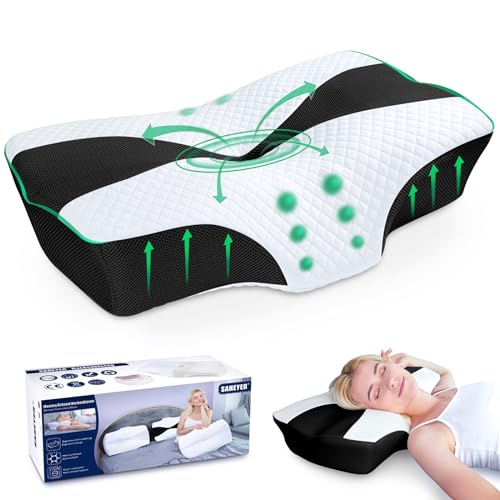 Nackenkissen Kopfkissen Memory Foam Kissen, Nackenstützkissen für Orthopädisches Kissen und Seitenschläferkissen, Ergonomisches schlafkissen für Optimale Unterstützung in Allen Schlafpositionen von SAHEYER