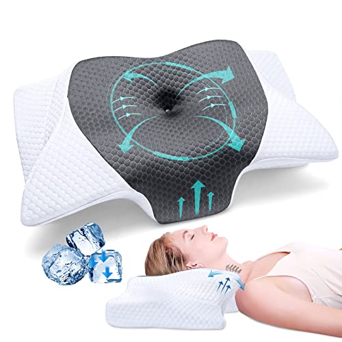 SAHEYER Ergonomisches Nackenkissen, Memory-Schaum Kopfkissen Seitenschläferkissen Orthopädisches Nackenstützkissen, 60 x 35.5 x 10/13CM Komfort Schlafkissen für Nacken-Schulter Schmerzlinderung von SAHEYER