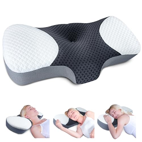 SAHEYER Nackenkissen Kopfkissen aus Memory Foam Kissen, Nackenstützkissen Antischnarchkissen mit Kopfkissenbezug für Seiten Rücken Bauchschläfer 67 * 35 * 8.5/12cm von SAHEYER