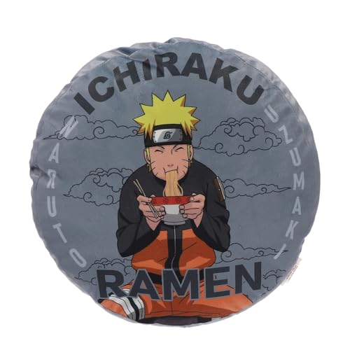 Naruto Shippuden - Coussin Rond Naruto Ichiraku Ramen - 100% Polyester - 200 GSM - Gris von SAHINLER créateur d'univers