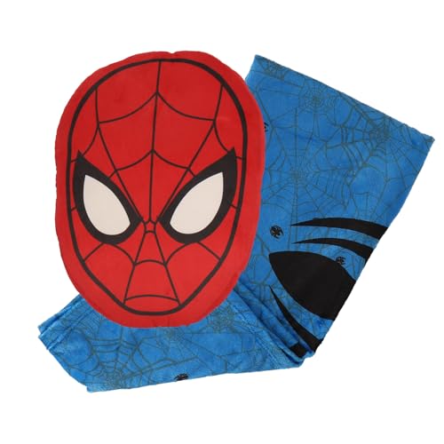 SAHINLER créateur d'univers Marvel Spiderman Marvel Kissen und Decke, 2-in-1, weiche und flauschige Decke, 45 x 31 cm, 100 % Polyester, 200 g/m², Rot von SAHINLER créateur d'univers