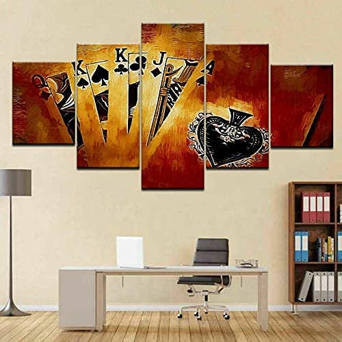 Bild Auf Leinwand - Leinwandbild - Poker-Spielkarten - Wand Bild - Wanddeko - Leinwanddruck - Bilder - Kunstdruck - Leinwand Bilder - Wandkunst 200X100 Cm / 79"X40" Für Wohnzimmer Hotel Restaurant Bü von SAHROO