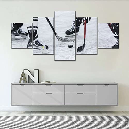 SAHROO Bilder Leinwandbilder Eishockey Eishockey Vlies Leinwand 5 Teilig Wandbilder Kunstdrucke Wandbild Bild Auf Kunstdruck Wanddeko Wand Wohnzimmer Wanddekoration Deko Modern 200X100 Cm / 79"X40" von SAHROO