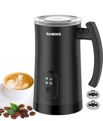 Milchaufschäumer Elektrisch 4 in 1 - Automatische Milchschäumer 350ml Großes Fassungsvermögen Milch Dampfer Geräuschloser für Heißer Kalter Milchschaum Heiße Schokolade Latte Cappuccino Macchiato von SAIBOKE