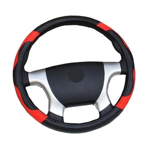 SAIBOL Lenkrad Abdeckung Auto Lenkradbezug Bus LKW Für 36 38 40 42 45 47 50 cm Außendurchmesser Blau Rot Mikrofaser Leder Lenkradhülle Lenkradbezug (Farbe : Red 40CM) von SAIBOL
