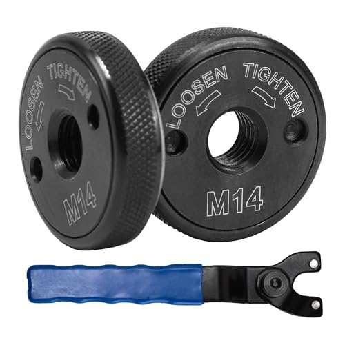 2 Stück Schnellspannmutter M14 für Winkelschleifer Quick-Spannmutter Flange Nut mit Verstellbarem Winkelschleiferschlüssel für Alle Winkelschleifer von Metabo Makita AEG Dewalt Flex Hitachi etc 2 Stück Schnellspannmutter M14 für Winkelschleifer Quick-Spannmutter Flange Nut mit Verstellbarem Winkelschleiferschlüssel für Alle Winkelschleifer von Metabo Makita AEG Dewalt Flex Hitachi etc von SAIBOO