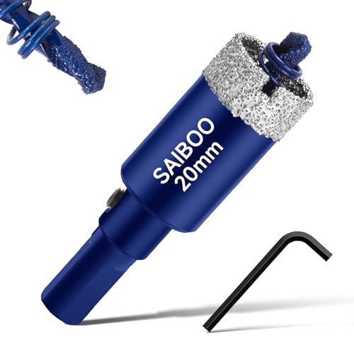 20mm Glasbohrer Lochsäge mit Zentrierbohrer Bohrkron Fliesenbohrer für Glas, Fliese, keramisches, Marmor, Kalkstein, Porzellan Diamantbohrer von SAIBOO