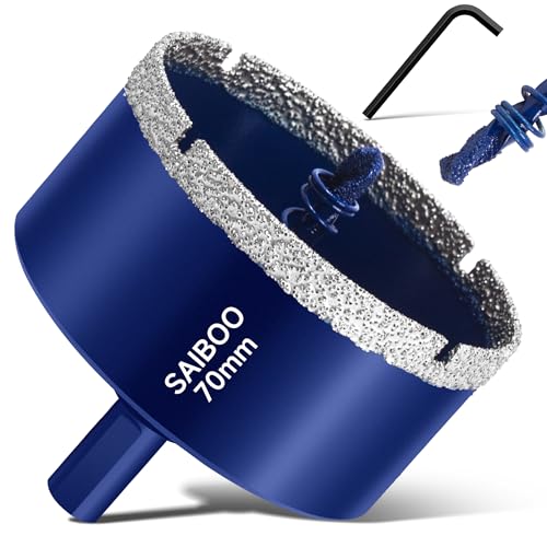 70mm Glasbohrer Lochsäge mit Zentrierbohrer Bohrkron Fliesenbohrer für Glas, Fliese, keramisches, Marmor, Kalkstein, Porzellan Diamantbohrer von SAIBOO