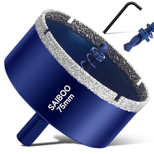 75mm Glasbohrer Lochsäge mit Zentrierbohrer Bohrkron Fliesenbohrer für Glas, Fliese, keramisches, Marmor, Kalkstein, Porzellan Diamantbohrer von SAIBOO