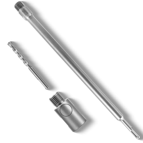 SAIBOO 400mm SDS PLUS Schaft Verlängerung Aufnahmeschaft für Bohrkronen, Rundgriff SDS Plus Schaft, Inklusive Effizienter Betonlochöffner-Umrüstkopf und Zentrierbohrer (Gewinde M22*2,5mm) von SAIBOO
