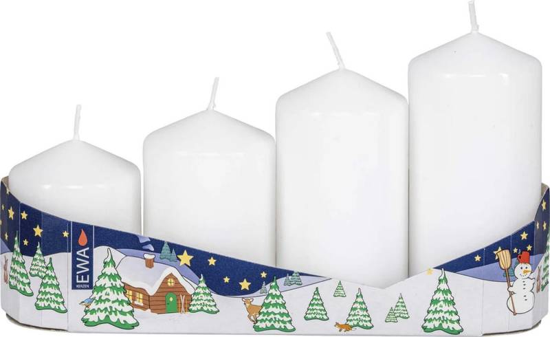 SAICO Original Adventskerze Wachskerzen Stumpenkerzen 4er-Pack weiß Höhe ca. Höhe von 6,5 / 8 / von SAICO Original