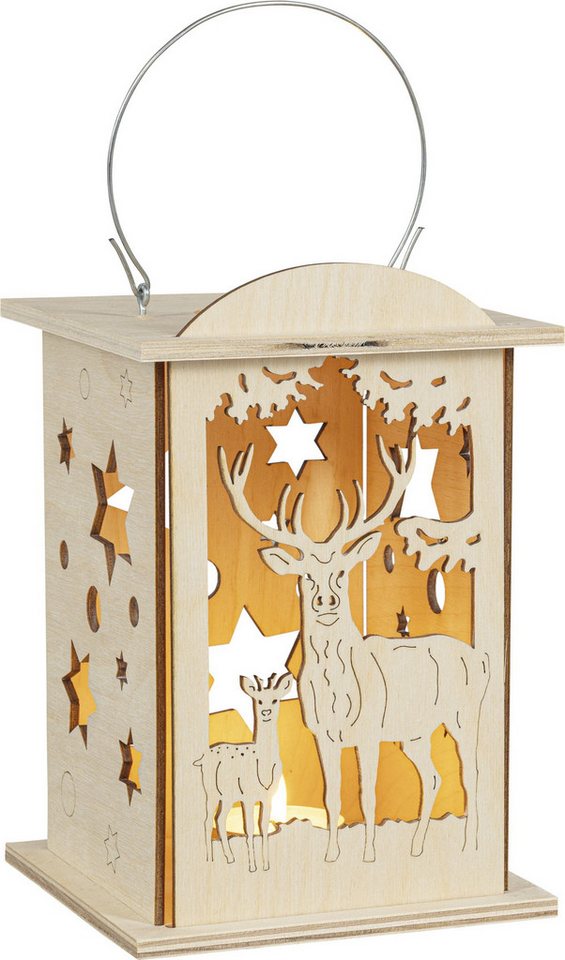 SAICO Original Kerzenlaterne Laterne Wald mit Hirsche mit Teelicht oder LED-Beleuchtung BxHxT von SAICO Original