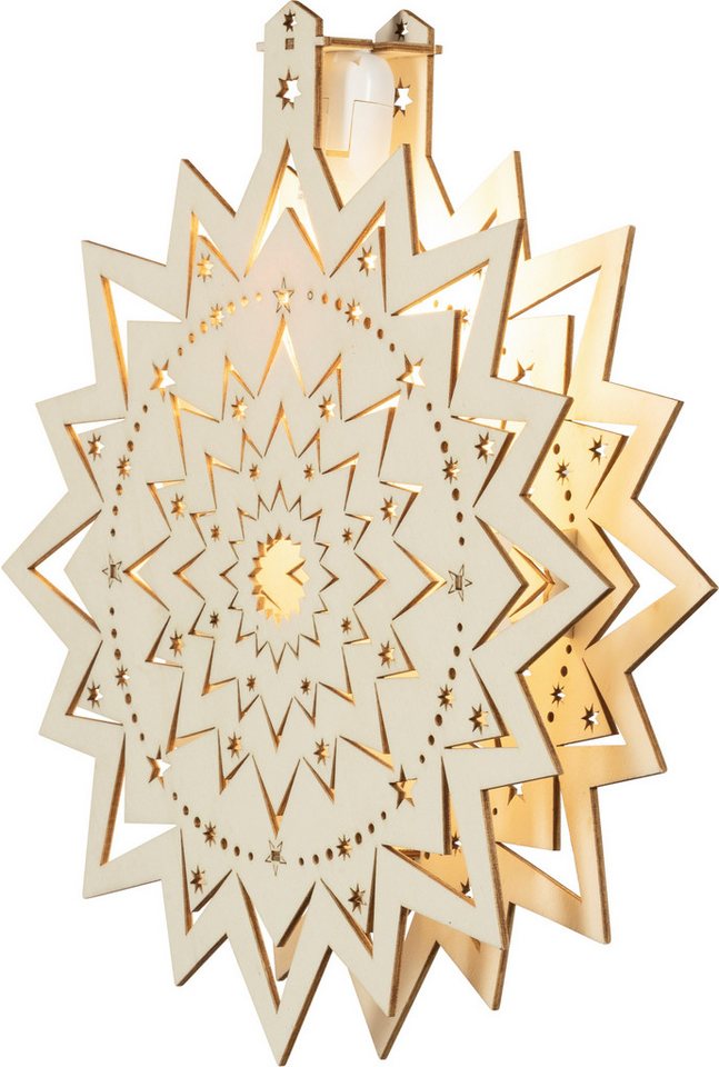 SAICO Original LED Fensterbild Eisstern, inkl. LED-Leuchtmittel, warmweiß, LED wechselbar, BxHxT: 30x32,5x4,5 cm von SAICO Original