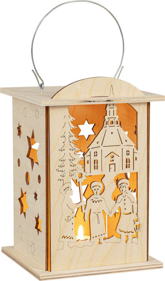 SAICO Original LED Laterne Seiffener Kirche, warmweiß für Batteriebetrieb, LED fest integriert, Nutzung mit Teelicht oder LED-Stripe, BxHxT: 16x12x12 cm von SAICO Original