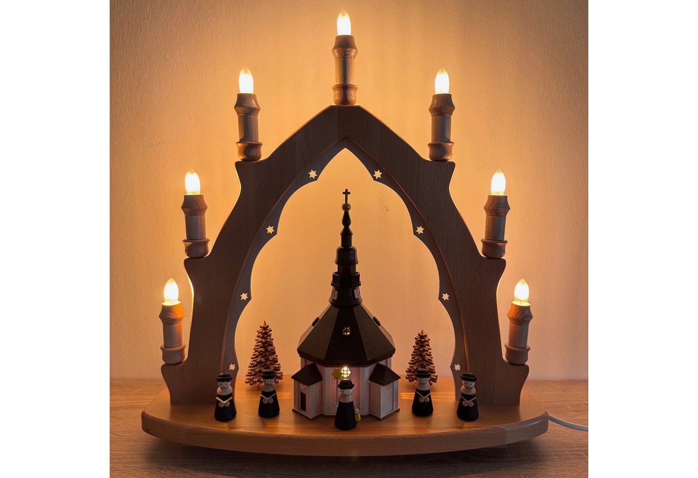 SAICO Original LED Lichterbogen - Lichterspitze Seiffener Kirche aus dem Erzgebirge - Schwibbogen, Weihnachtsdekoration - 44 cm groß von SAICO Original
