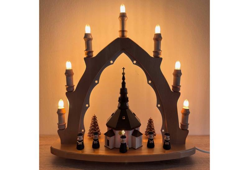 SAICO Original LED Lichterbogen - Lichterspitze Seiffener Kirche aus dem Erzgebirge - Schwibbogen, Weihnachtsdekoration - 44 cm groß von SAICO Original