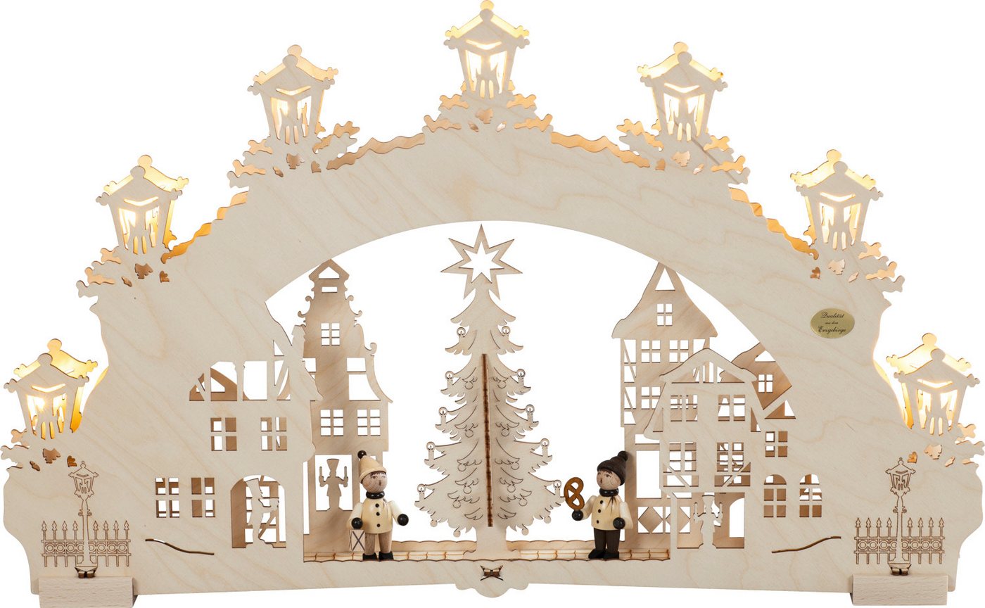 SAICO Original LED Schwibbogen 3D-Lichterbogen, Auf dem Weihnachtsmarkt, LED-Beleuchtung, warmweiß, Timerfunktion am Trafo, BxHxT: 52x32x4,5 cm von SAICO Original