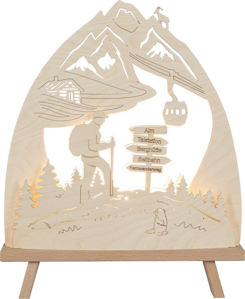 SAICO Original LED Schwibbogen Deko-Lichterspitze, Wanderfreund, inkl. einem LED-Leuchtmittel, warmweiß, BxHxT: 30x41x6 cm von SAICO Original