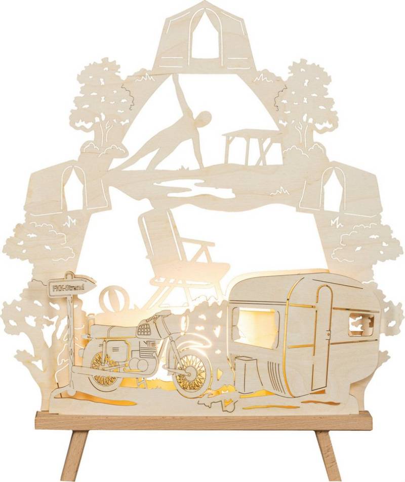 SAICO Original LED Schwibbogen Dekoleuchte-Spitze, Ostalgie-Camping, inkl. LED-Leuchtmittel, warmweiß, BxHxT: 30x40x6 cm von SAICO Original