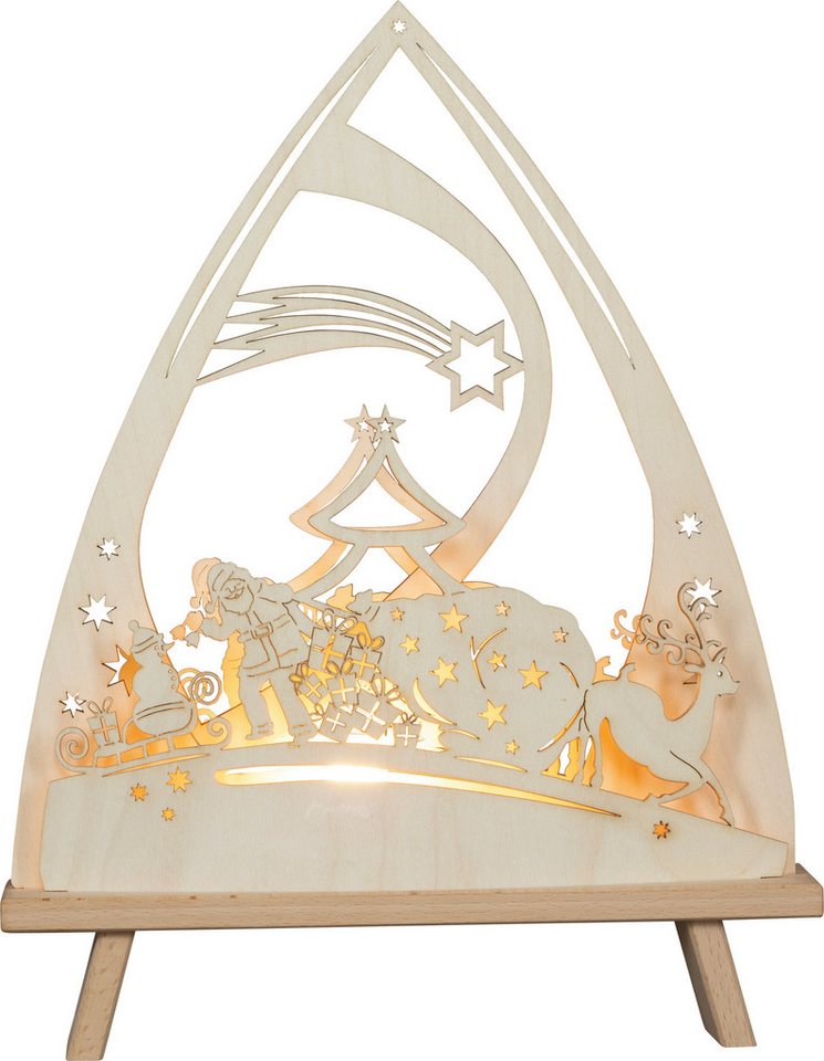 SAICO Original LED Schwibbogen Dekoleuchte-Spitze, Weihnachtsmann und Geschenkesack, inkl. LED-Leuchtmittel, warmweiß, BxHxT: 30x38,5x6 cm von SAICO Original