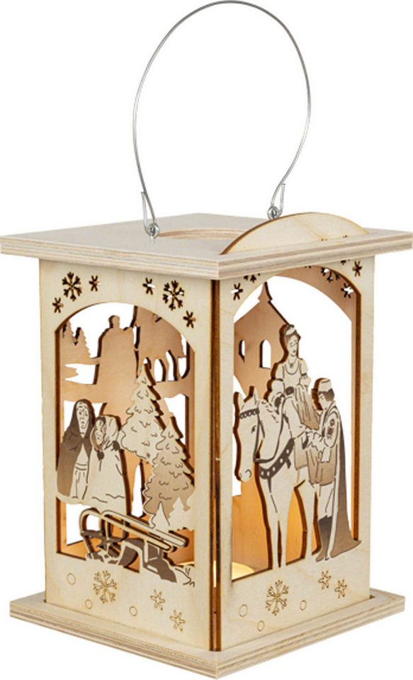 SAICO Original Teelichthalter Holzlaterne - Drei Haselnüsse für Aschenbrödel® - Limited Edition 2025, für 1 Teelicht - LED-Beleuchtung und Timerfunktion - Made in Germany von SAICO Original