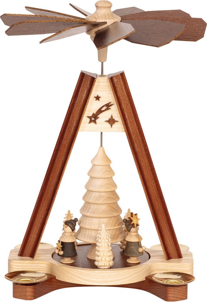 SAICO Original Weihnachtspyramide Premium Tischpyramide, Kurrende, zweifarbig für 4 Pyramidenkerzen, HxØ: 24x18 cm von SAICO Original