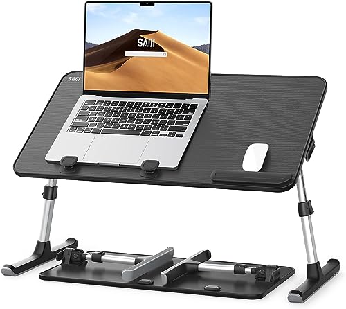 Tisch, Betttisch, SAIJI Laptop Ständer,Frühstückstablett, 5 Höhen, 4 Winkel, Stabiler Klapptisch für Bett Sofa Schreibtisch, bis zu 17'' Laptop (60 * 33cm Schwarz) von SAIJI