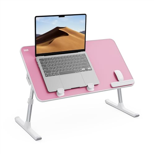 Tisch, SAIJI Betttisch, 5 höhenverstellbar Laptop ständer, Klappbarer laptoptisch, für Sofa Couch Boden Arbeiten Studieren Lesen Schreiben Essen, Fit bis zu 17" Laptop (52 * 30cm Rosa) von SAIJI