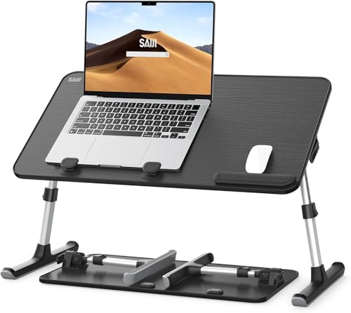 Tisch, SAIJI Betttisch, 5 höhenverstellbar Laptop ständer, Klappbarer laptoptisch, für Sofa Couch Boden Arbeiten Studieren Lesen Schreiben Essen, Fit bis zu 17" Laptop (52 * 30cm Schwarz) von SAIJI