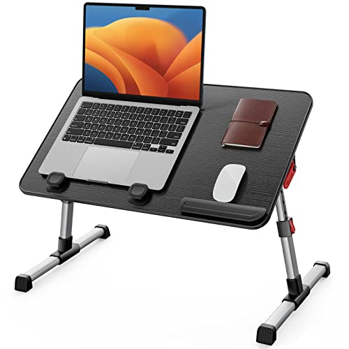 Tisch, SAIJI Betttisch höhenverstellbar, mit 4 einstellbare Winkel, Klappbarer Lapdesk, für Sofa Couch Boden Arbeiten Studieren Lesen Schreiben Essen, Fit bis zu 17" Laptop (60 * 33cm Schwarz) von SAIJI
