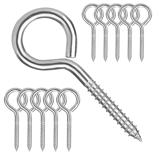 12 Stück M6 Ösenschraube Edelstahl 304 Schraubösen Große Ringschraube Ösenhaken 80mm mit Gewinde Augenbolzen Ösen Schraubhaken von SAIJIAN