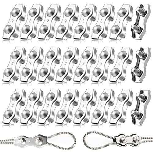 20 Stück Duplex Klemme M2 Seilklemme Drahtseil Clamp 304 Edelstahl Drahtseilklemmen Duplex Clips für 2mm Stahlseil Seil Takelage von SAIJIAN